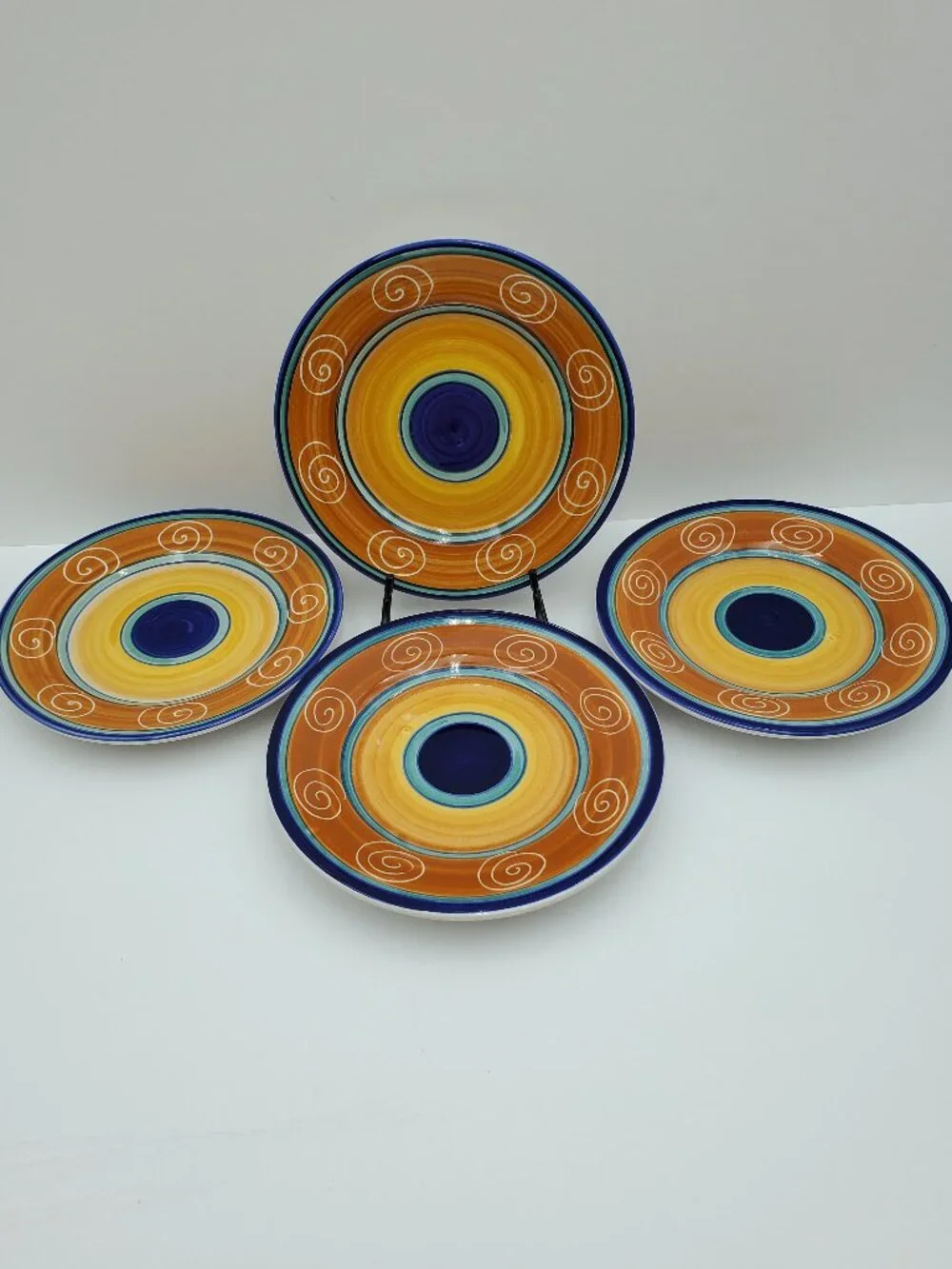 Pier 1 Italian Swirl Salad Plates Colorful Made in Italy Dessert Plates